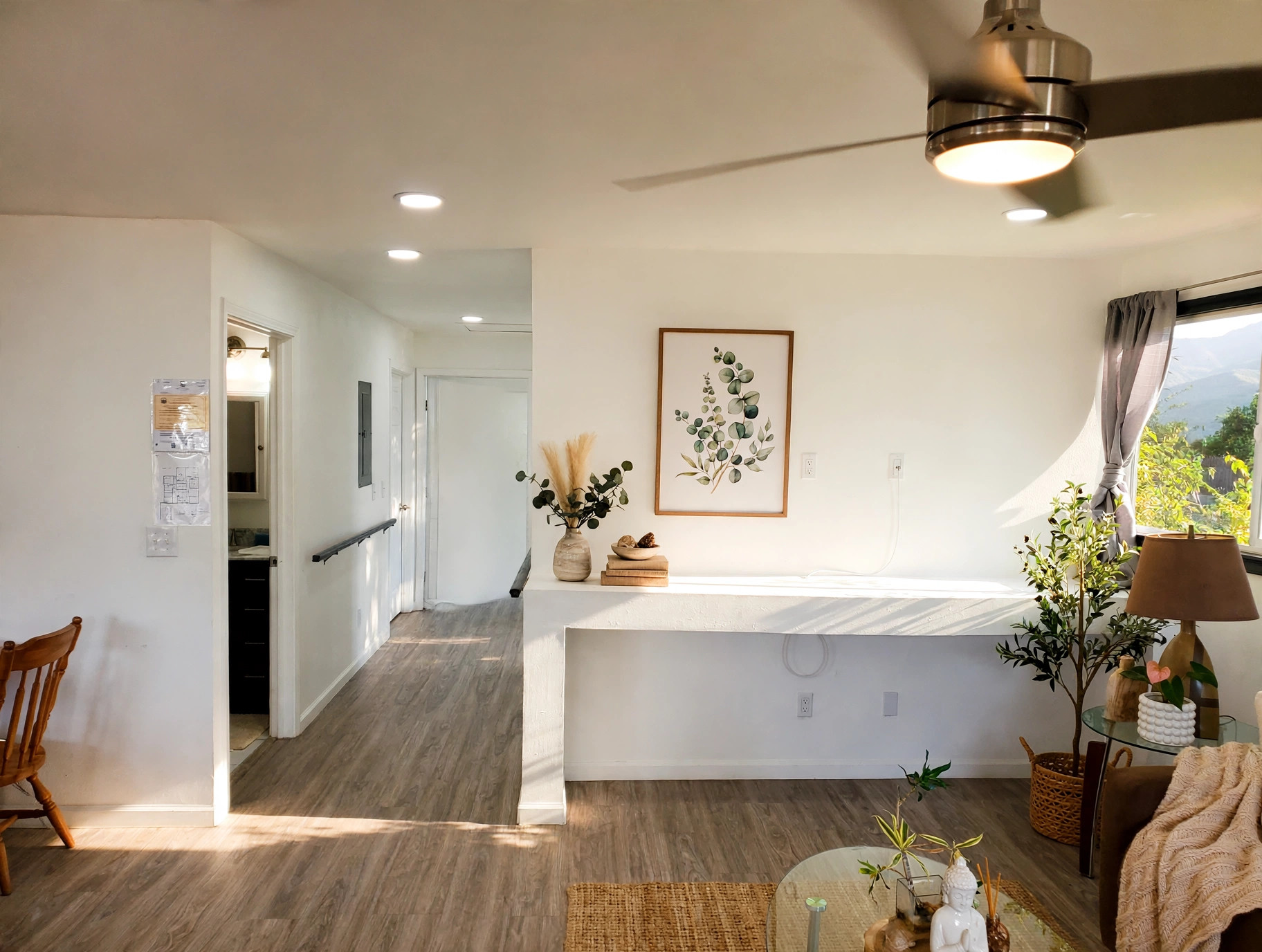 Hallway with safety handrail